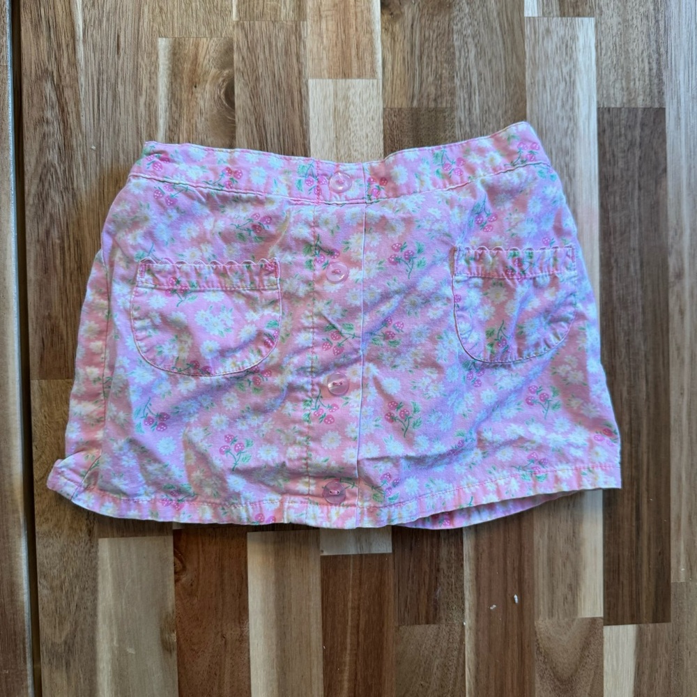 Disney Baby Girls Pink‎ Floral Strawberry Button Front Skirt 24M Cotton Mini